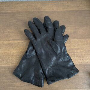 Fownes Black Leather Gloves Size 7.5